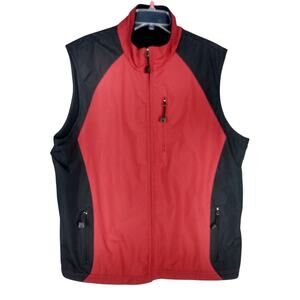 IZOD Perform X Reversible Vest/Jacket Dark Red Fleece‎ Weather Resistant XL